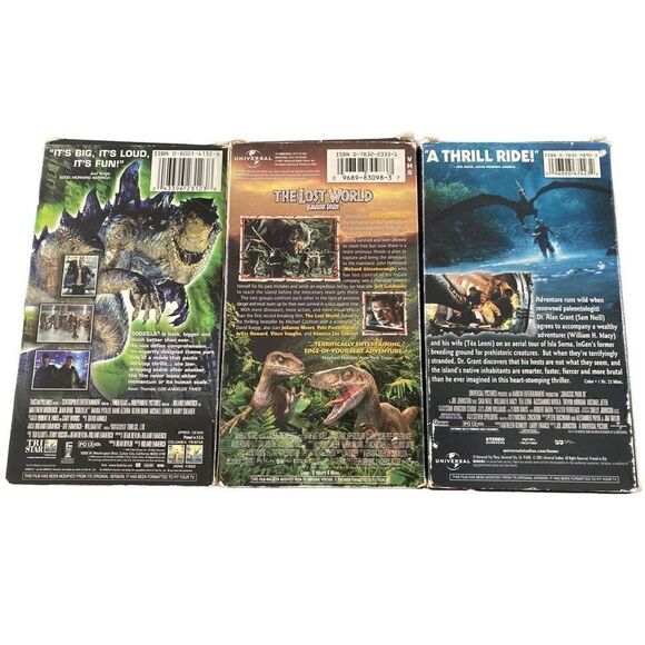 Jurassic Park Lost World Godzilla VHS Tape Vintage Movie Y2K 90s 80s Electronics - Picture 2 of 4